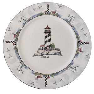 Totally Today Coastal Lighthouse 1 Dinner plate Lighthouses Center And Rim
